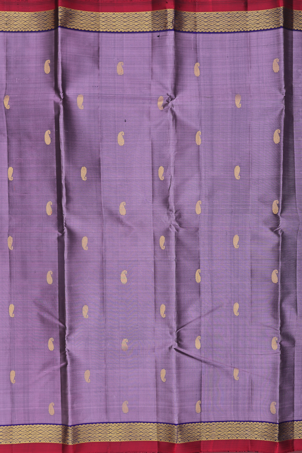 Kanchipuram Silk Saree In Dusty Purple With Paisley Buttas