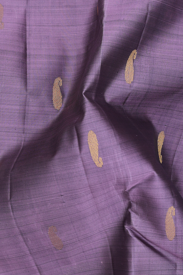 Kanchipuram Silk Saree In Dusty Purple With Paisley Buttas