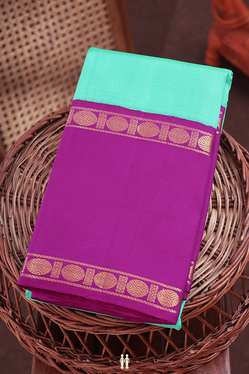 Kanchipuram Silk Saree In Tiffany Blue With Contrast Border