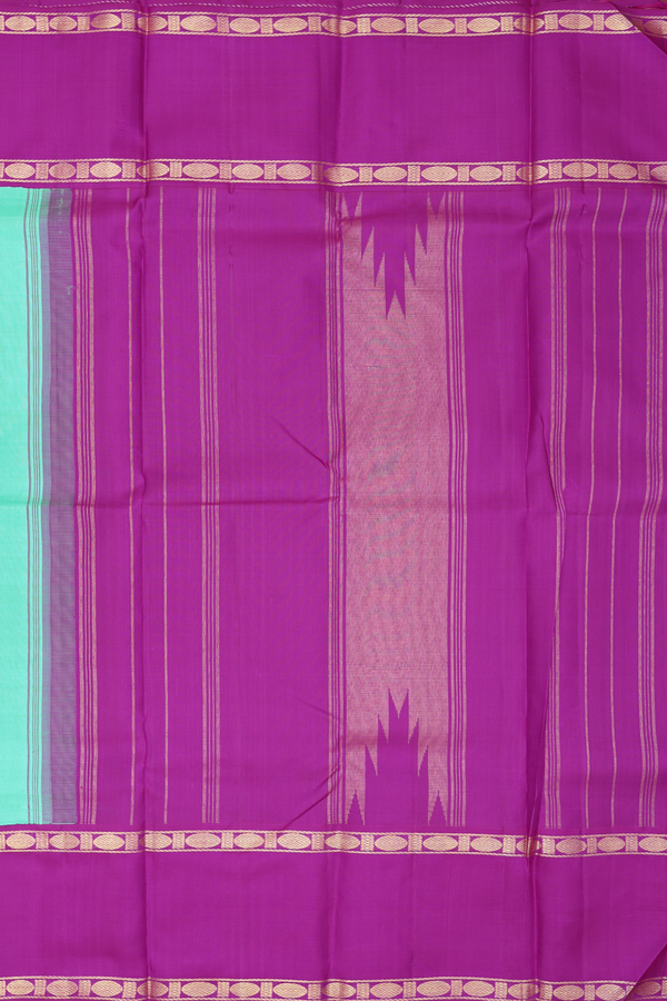 Kanchipuram Silk Saree In Tiffany Blue With Contrast Border