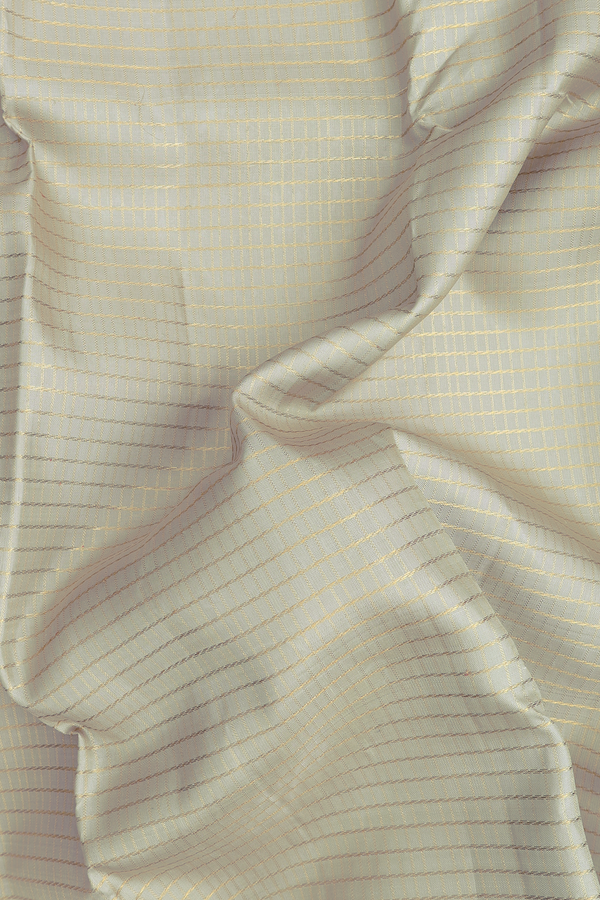 Kanchipuram Silk Saree In Pastel Grey With Checks Design