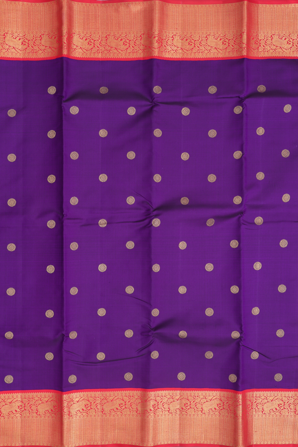 Kanchipuram Silk Saree In Royal Purple With Chakram Buttas