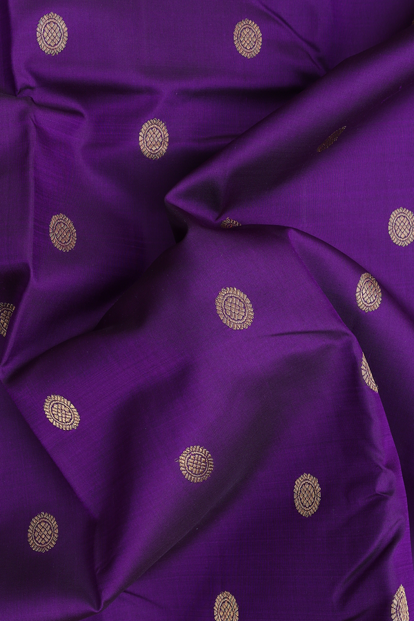 Kanchipuram Silk Saree In Royal Purple With Chakram Buttas