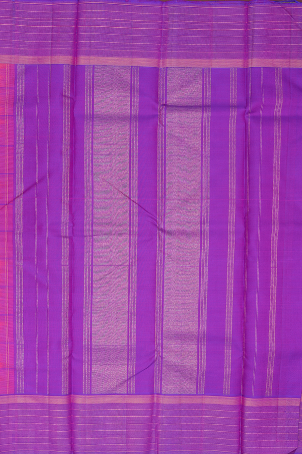 Kanchipuram Silk Saree In Pink Along Checks With Buttas