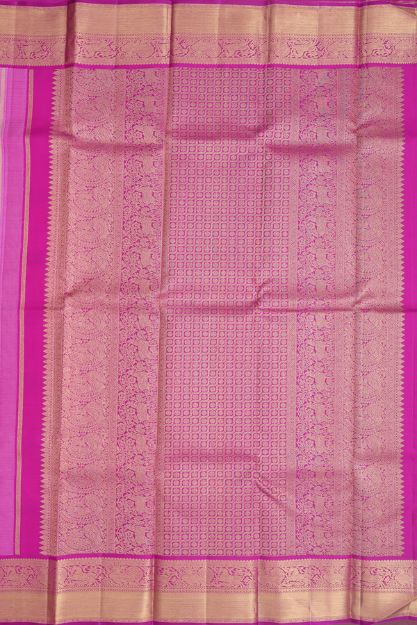 Kanchipuram Silk Saree In Pink With Peacock Buttas