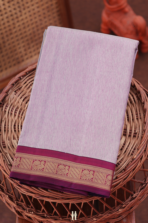 Kanchipuram Silk Saree In Lavender With Ganga Jamuna Border
