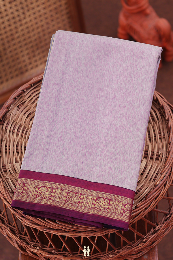 Kanchipuram Silk Saree In Lavender With Ganga Jamuna Border