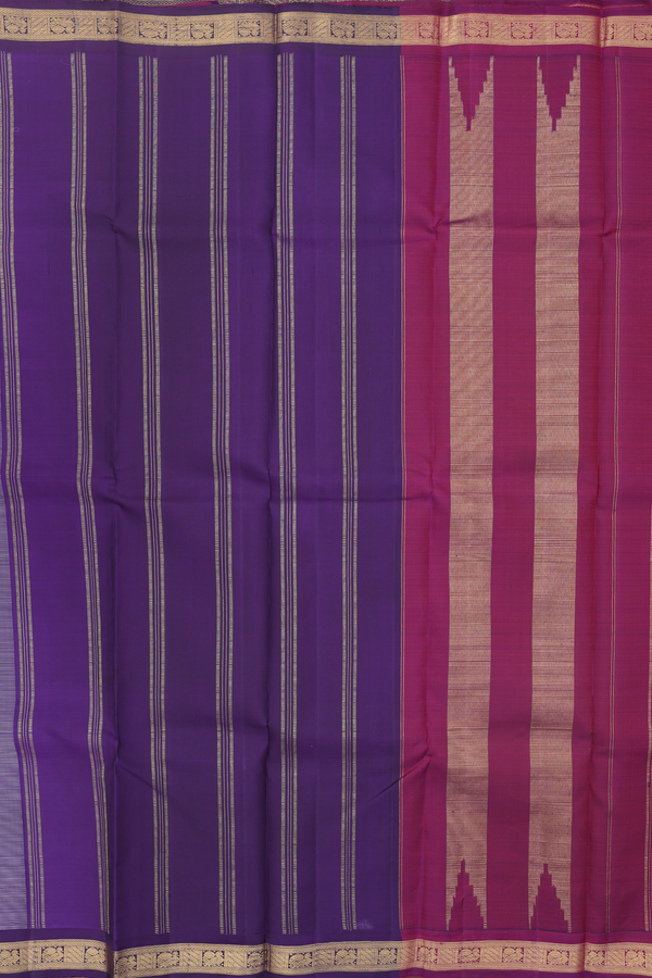 Kanchipuram Silk Saree In Lavender With Ganga Jamuna Border