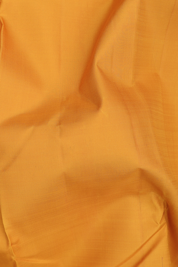 Kanchipuram Silk Saree In Mustard Yellow With Contrast Border