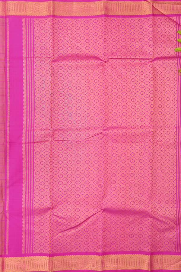 Kanchipuram Silk Saree In Sunflower Yellow With Checks Design
