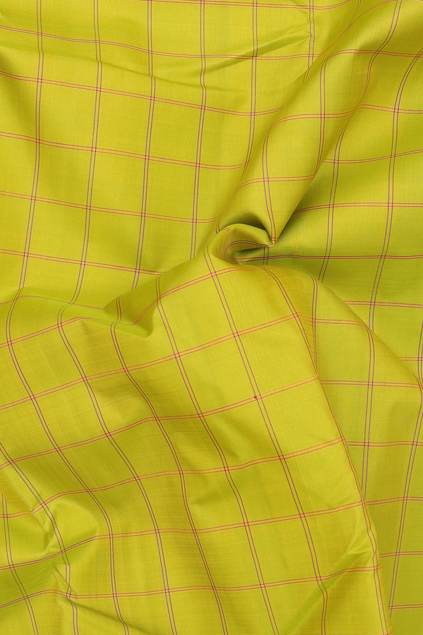 Kanchipuram Silk Saree In Sunflower Yellow With Checks Design