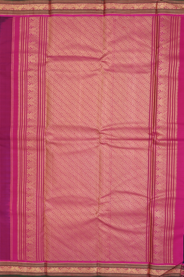 Kanchipuram Silk Saree In Dark Burgundy With Rudraksh Buttis