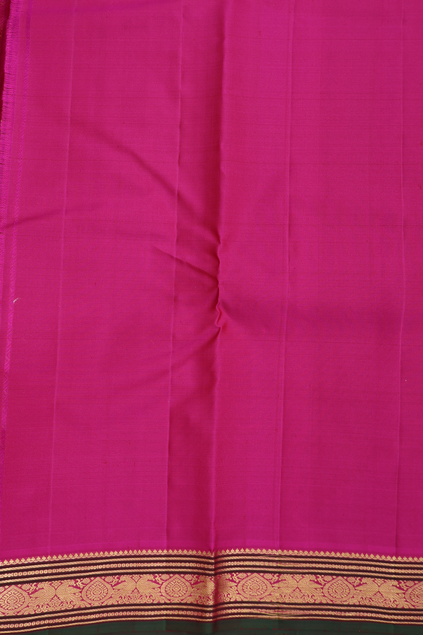 Kanchipuram Silk Saree In Dark Burgundy With Rudraksh Buttis