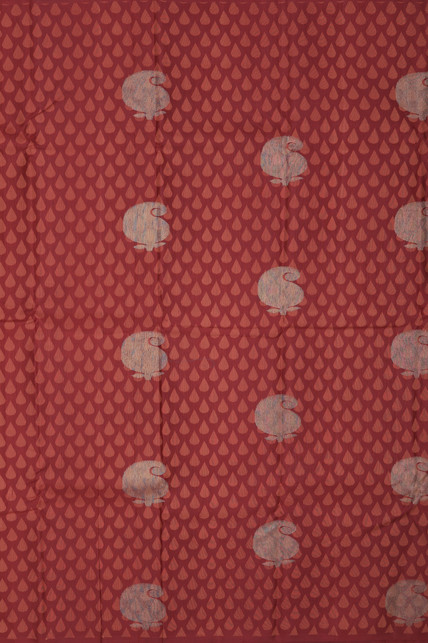 Kanchipuram Silk Saree In Maroon With Jacquard Pattern