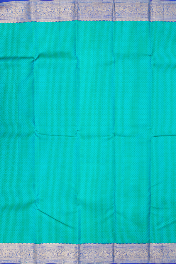 Kanchipuram Silk Saree In Greenish Blue With Jacquard Pattern