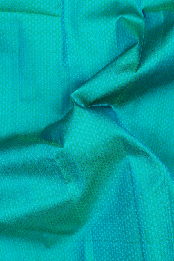 Kanchipuram Silk Saree In Greenish Blue With Jacquard Pattern