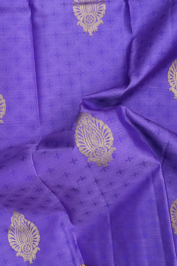 Kanchipuram Silk Saree In Violet With Jacquard Pattern