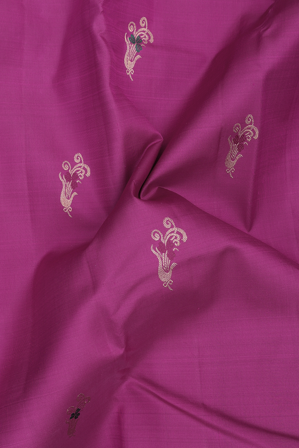 Kanchipuram Silk Saree In Purple Rose With Zari Buttas