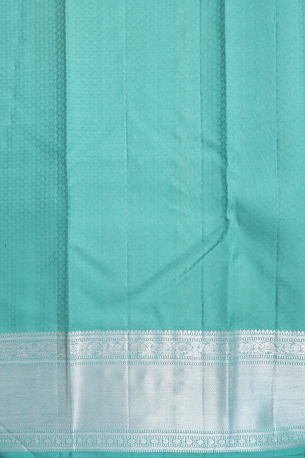 Kanchipuram Silk Saree In Turkish Blue With Jacquard Pattern
