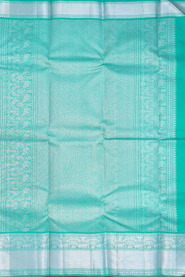 Kanchipuram Silk Saree In Olive Yellow With Paisley Design