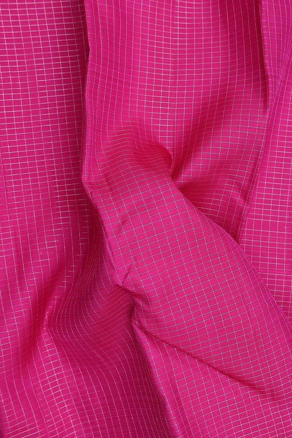 Kanchipuram Silk Saree In Magenta With Checks Design