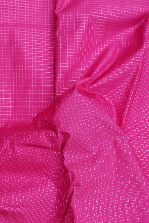Kanchipuram Silk Saree In Magenta With Checks Design