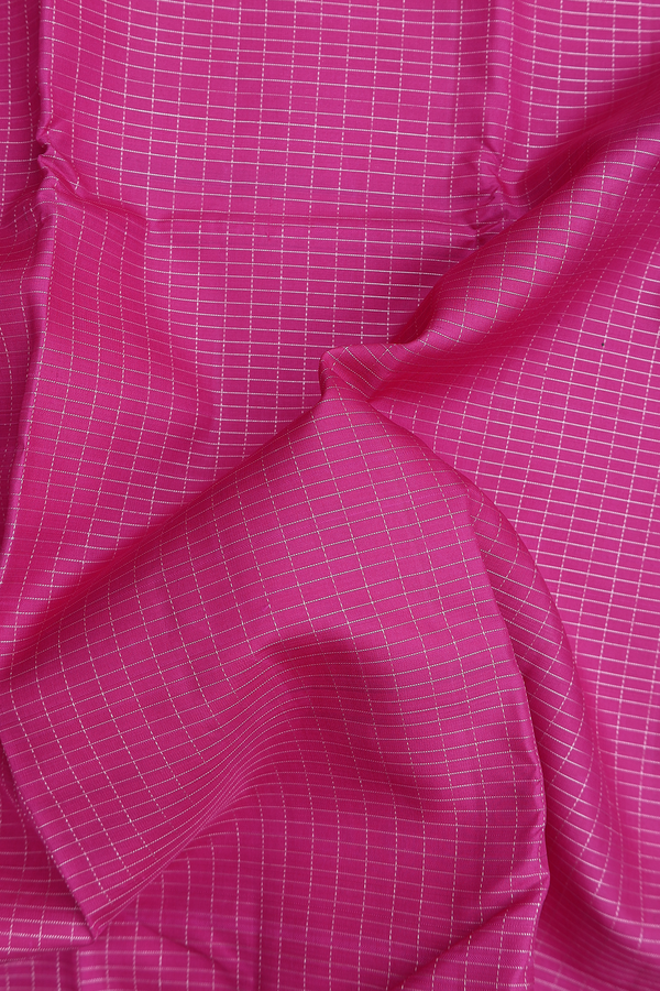 Kanchipuram Silk Saree In Magenta With Checks Design
