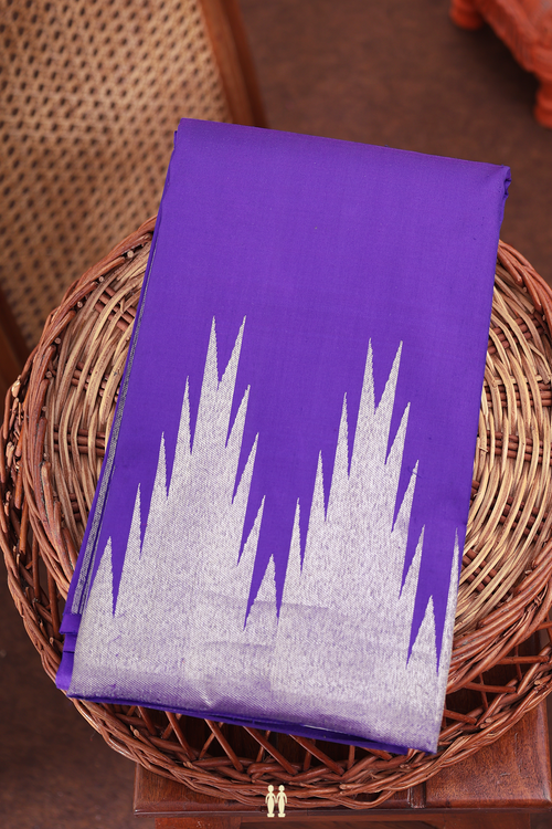 Kanchipuram Silk Saree In Royal Purple With Temple Border