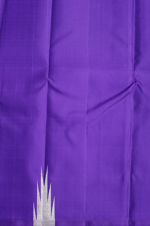 Kanchipuram Silk Saree In Royal Purple With Temple Border