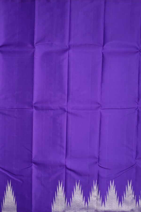 Kanchipuram Silk Saree In Royal Purple With Temple Border