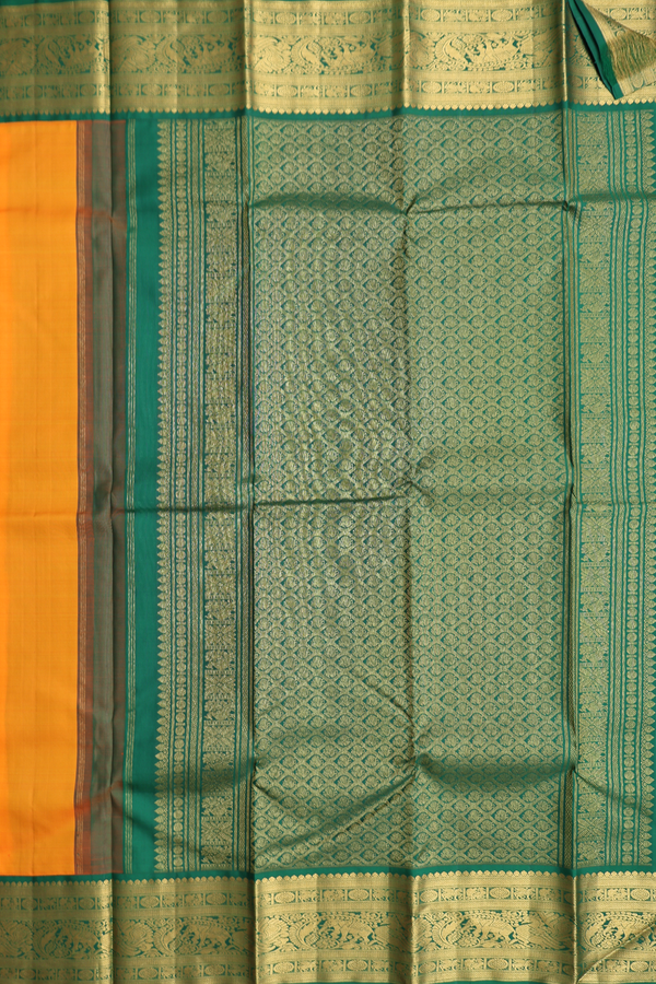 Kanchipuram Silk Saree In Royal Orange With Contrast Border
