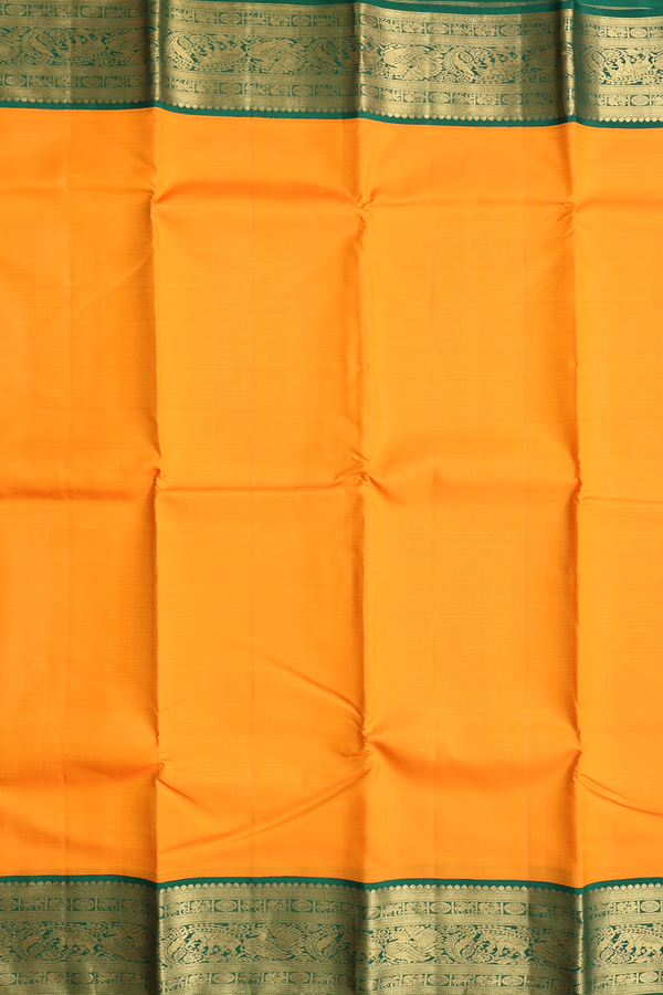 Kanchipuram Silk Saree In Royal Orange With Contrast Border