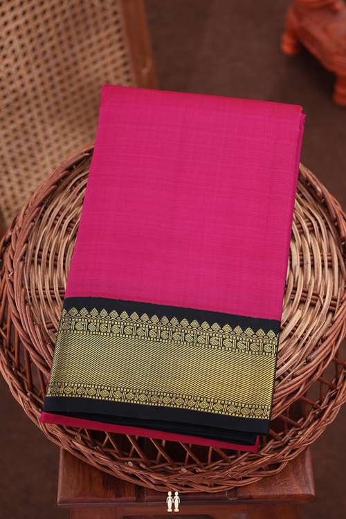 Kanchipuram Silk Saree In Dark Pink With Contrast Border