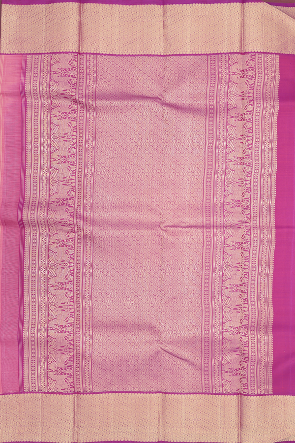 Kanchipuram Silk Saree In Pink With Contrast Border