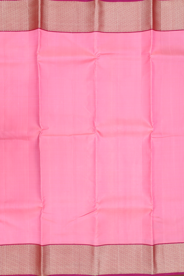 Kanchipuram Silk Saree In Pink With Contrast Border