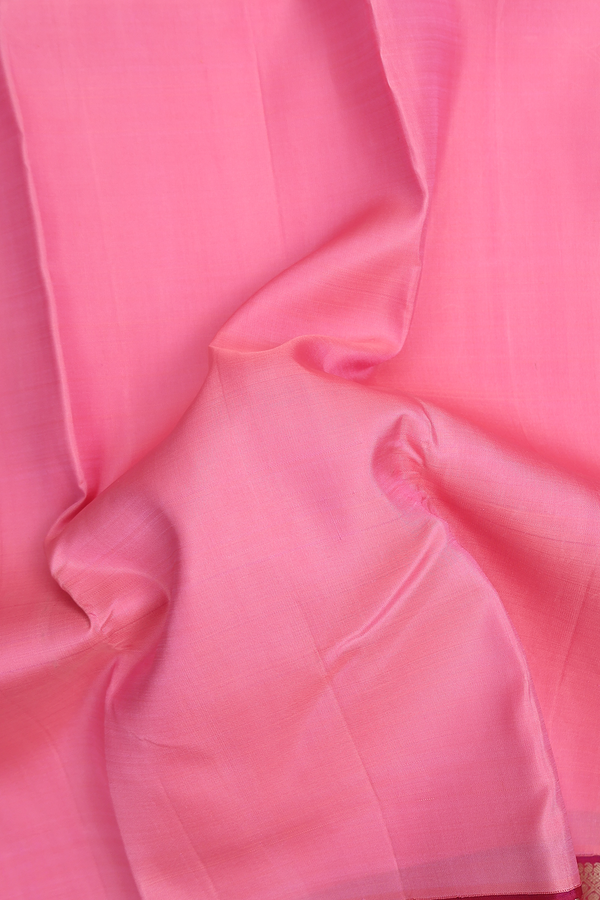 Kanchipuram Silk Saree In Pink With Contrast Border