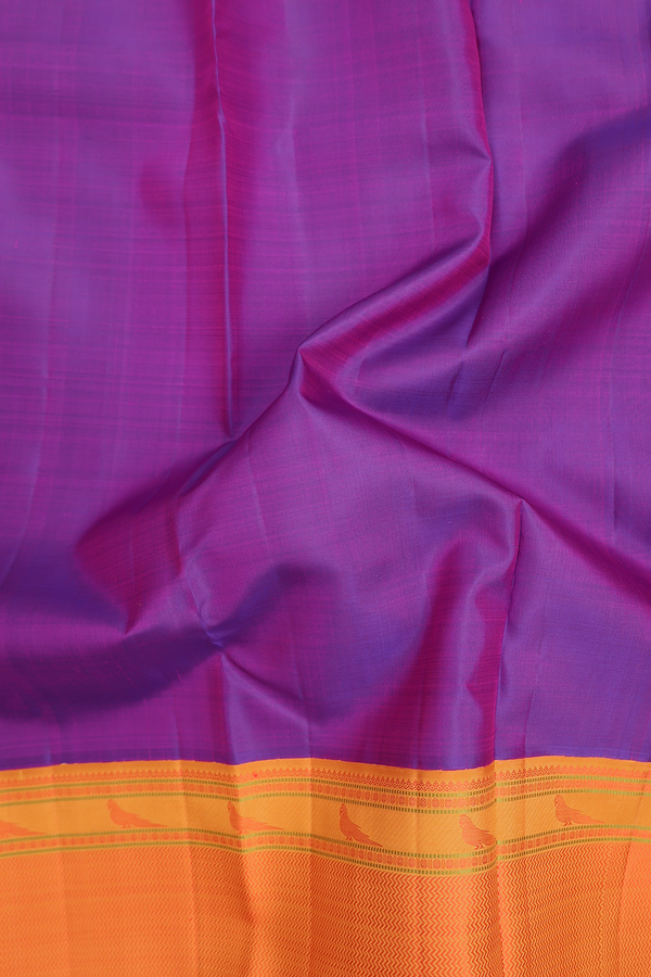 Kanchipuram Silk Saree In Purple With Contrast Border