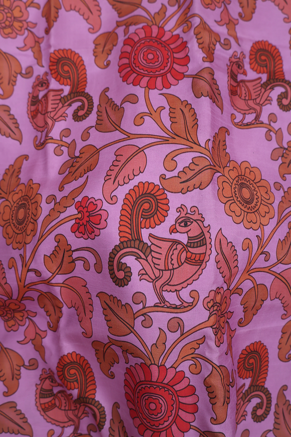 Kanchipuram Silk Saree In Lavender With Floral Printed Design