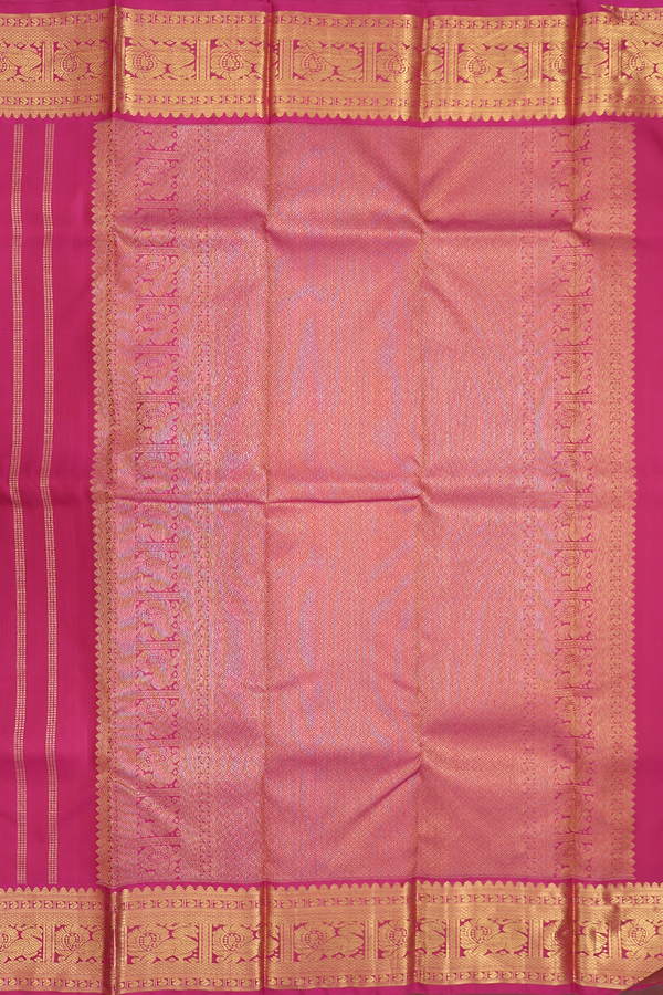 Kanchipuram Silk Saree In Rani Pink With Zari Border