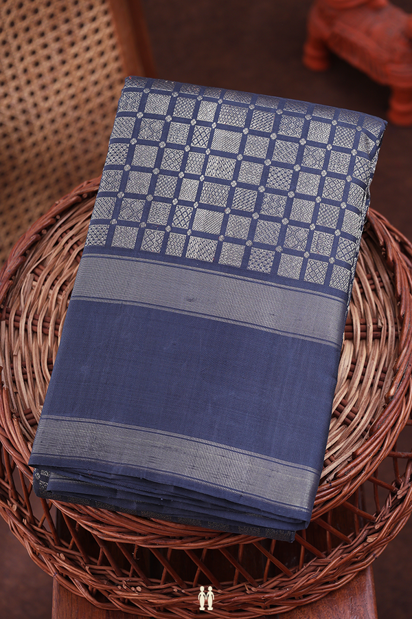 Kanchipuram Silk Saree In Charcoal Grey With Brocade Design