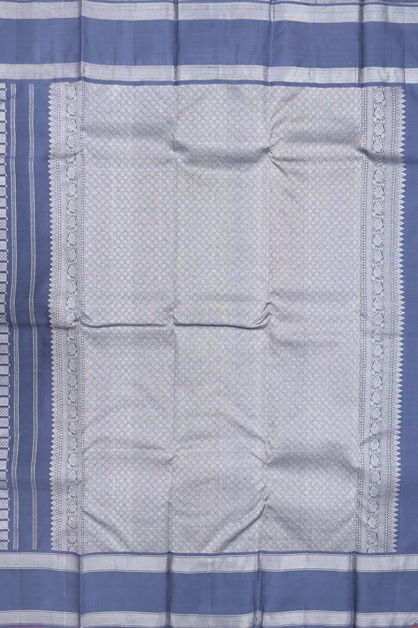 Kanchipuram Silk Saree In Charcoal Grey With Brocade Design