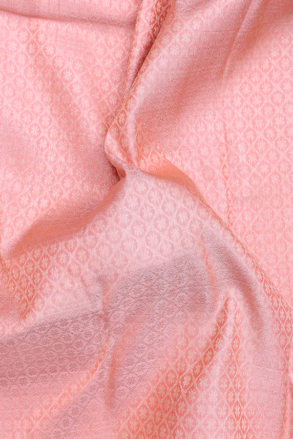Kanchipuram Silk Saree In Peach Pink With Brocade Design