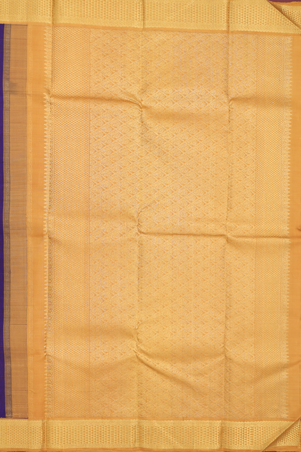 Kanchipuram Silk Saree In Deep Purple With Zari Buttas
