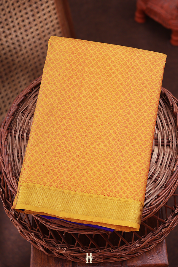Kanchipuram Silk Saree In Yellow With Jacquard Pattern
