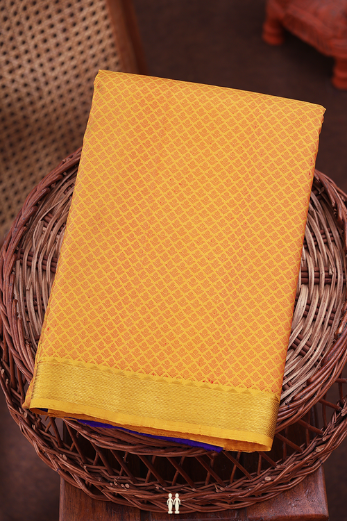 Kanchipuram Silk Saree In Yellow With Jacquard Pattern