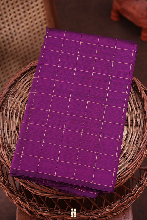Kanchipuram Silk Saree In Purple With Checks Design