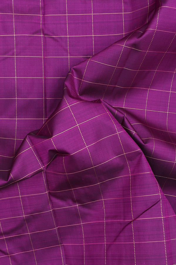 Kanchipuram Silk Saree In Purple With Checks Design