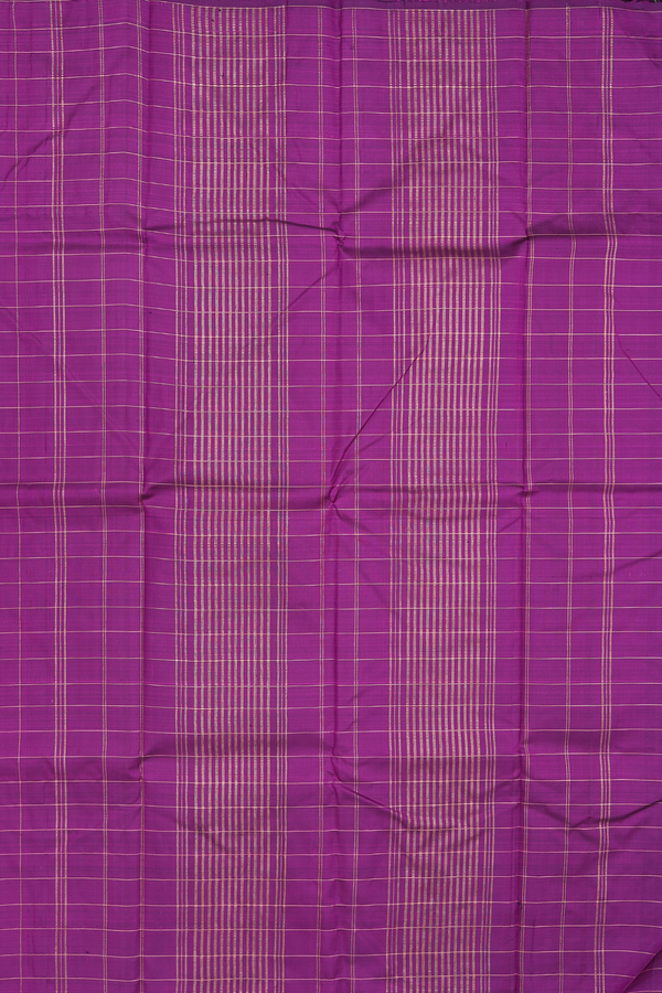 Kanchipuram Silk Saree In Purple With Checks Design