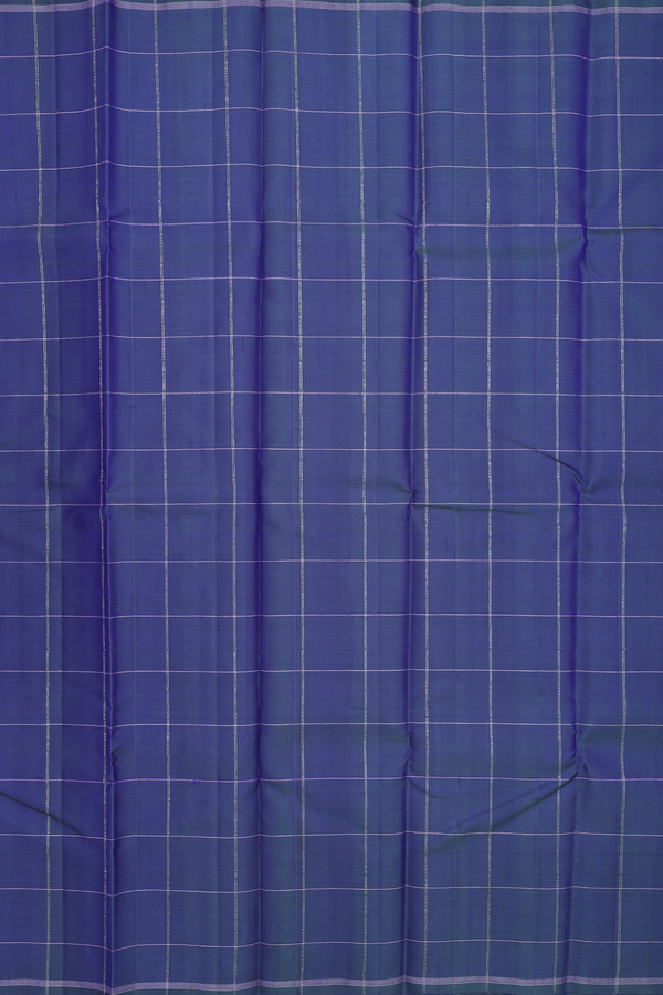 Kanchipuram Silk Saree In Blue With Checks Design