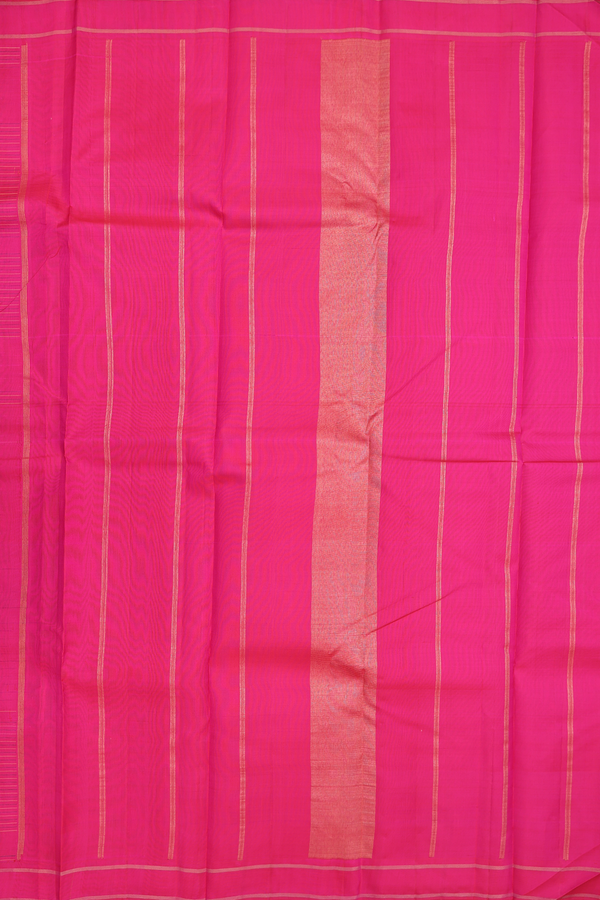 Kanchipuram Silk Saree In Rani Pink With Checks Design